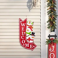 Glitzhome® 35.75" Metal Christmas Snowmen Arrow Welcome Yard Stake