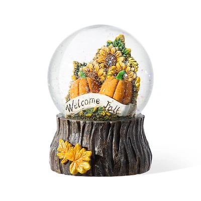 Glitzhome® 5.75"H Fall Sunflower and Pumpkin Resin Waterglobe