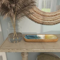16.25" Brown Mango Wood Handmade Ocean inspired Decorative Tray