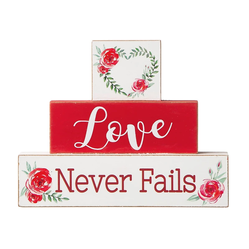 Glitzhome® 9.5" Valentine's Wooden Block Tabletop Sign