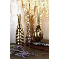 12" Gold Stoneware Glam Vase Set