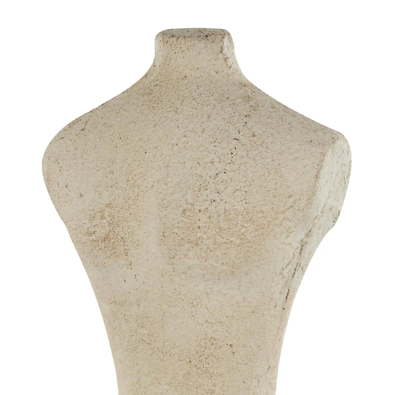 14.25" Cream Antique Style Paper Mache Female Dress Form Sculpture with White Marble Base