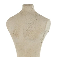 14.25" Cream Antique Style Paper Mache Female Dress Form Sculpture with White Marble Base