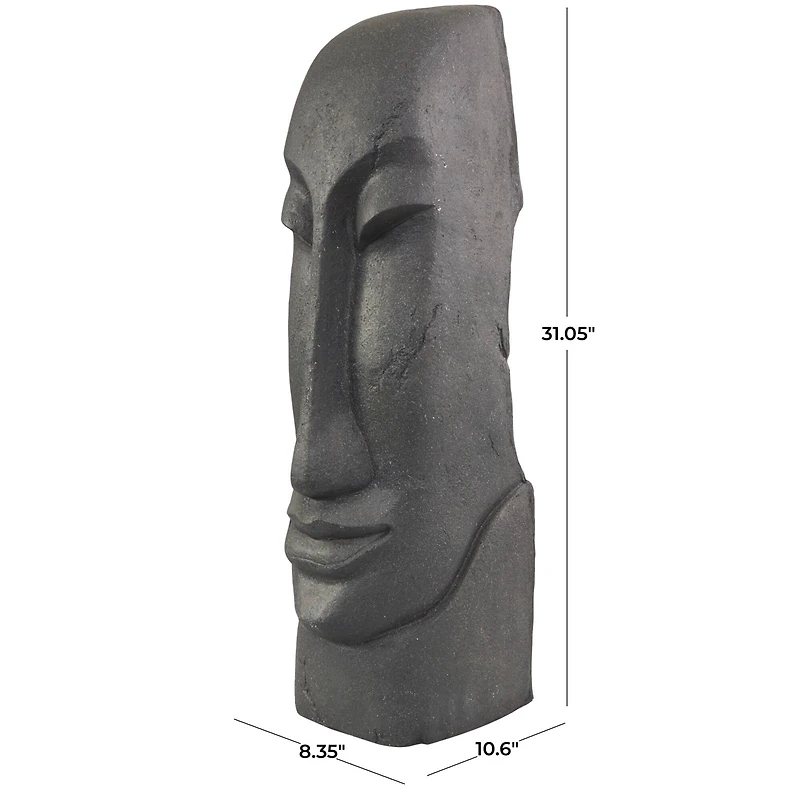 31" Black Tall Distressed Totem Face Sculpture