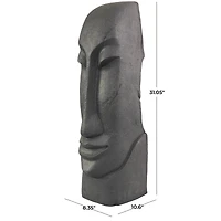 31" Black Tall Distressed Totem Face Sculpture