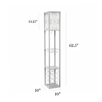 Simple Designs™ Floor Lamp Storage Shelf and Wine Rack with Linen Shade