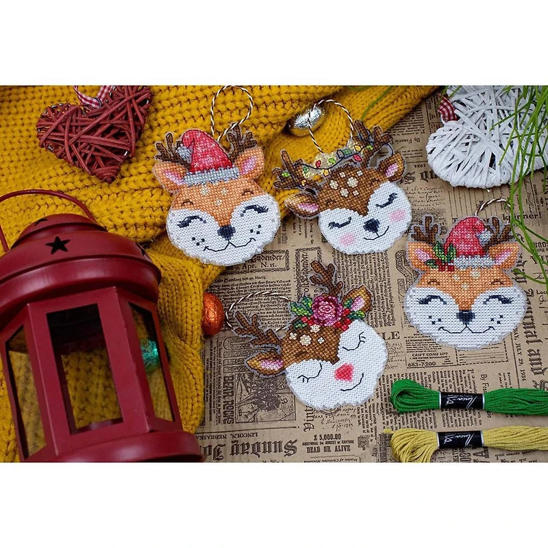 Luca-s Foxes And Deer Plastic Canvas Counted Cross Stitch Kit