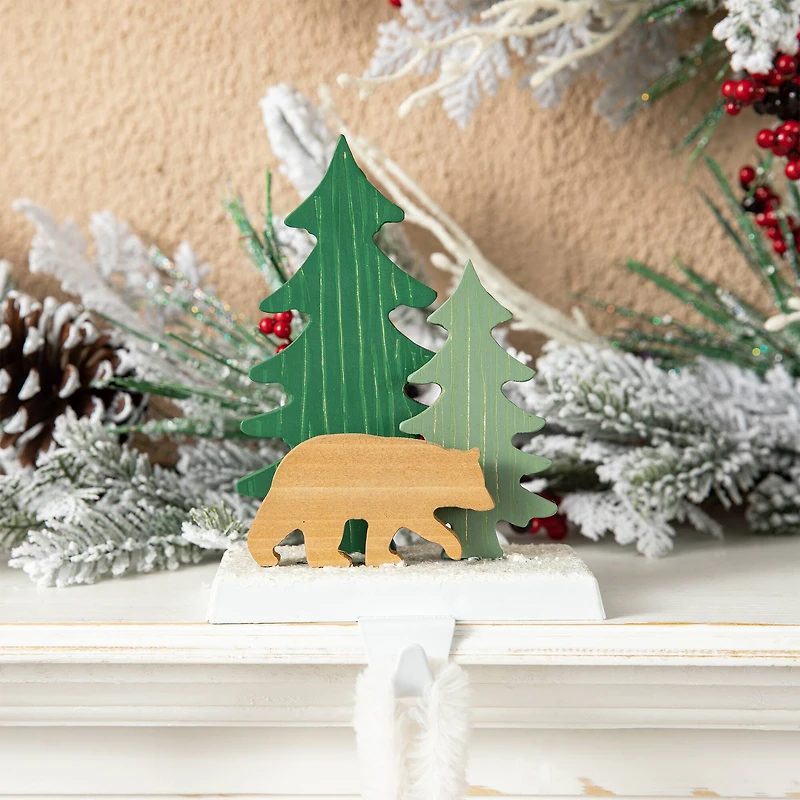 Glitzhome® 6.5" Christmas Reindeer & Bear Stocking Holder Set