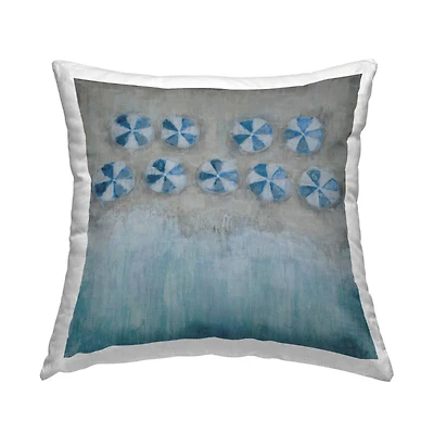 Stupell Industries Beach Umbrella Coast Abstract Aerial Landscape Painting Throw Pillow 18" x 18"
