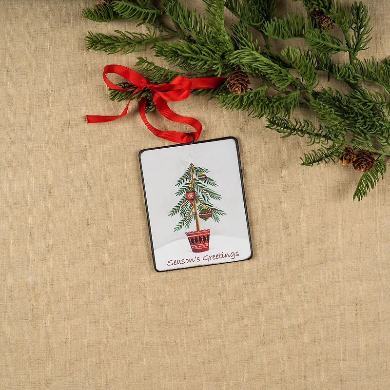 12ct. Seasons Greetings Pine Tree Ornament