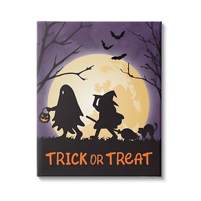Stupell Industries Trick Or Treat Halloween Silhouettes Canvas Wall Art