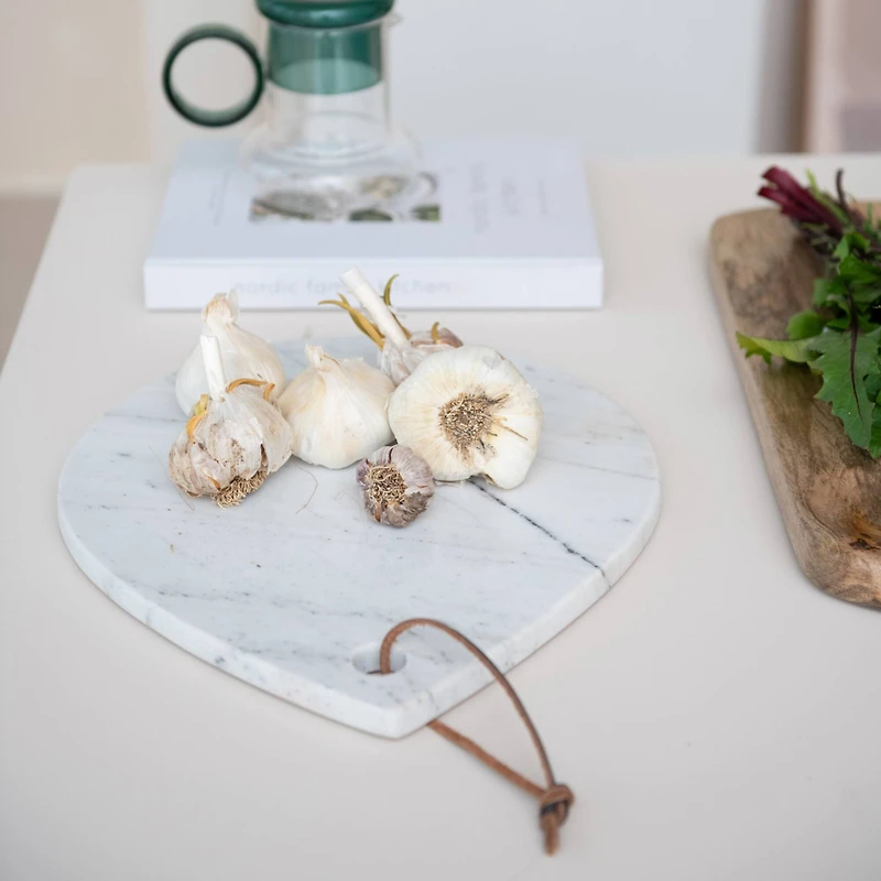 Hello Honey® 14" White Mélange Marble Board with Handle