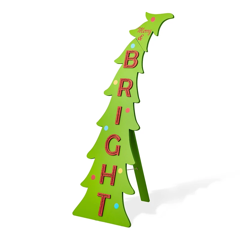 Glitzhome® 41.75" Christmas "BRIGHT" Bent Tree Porch Sign