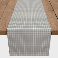 72" Gray & White Grid Pattern Cotton Twill Table Runner