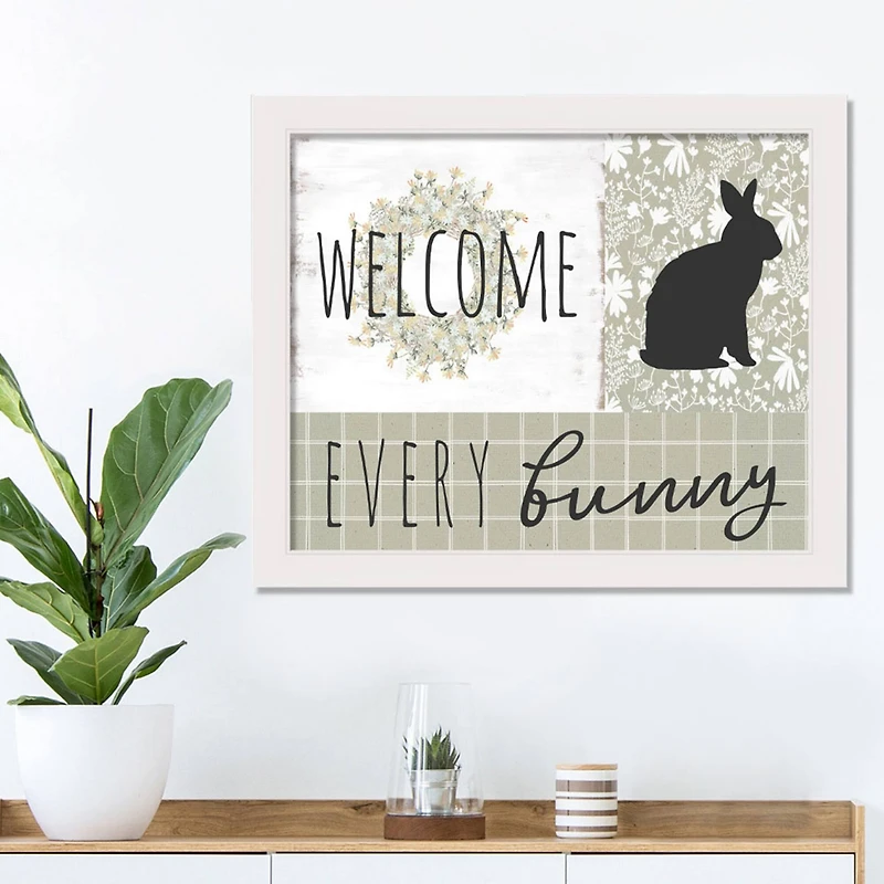 Every Bunny Collage 4 16" x 20" White Framed Print Under Plexiglass