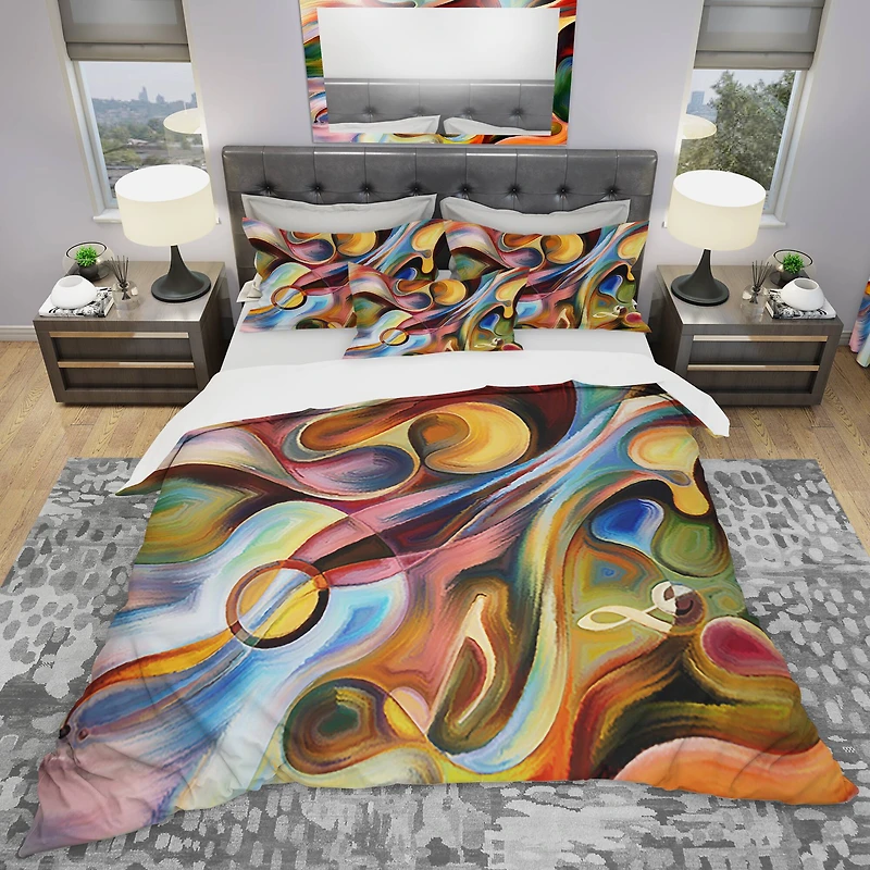Designart 'Music Beyond The Frames' Modern & Contemporary Bedding Set