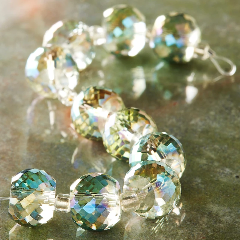 Aqua Faceted Rondelle Glass Beads, 10mm by Bead Landing™