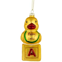 Ducky New Baby 2023 Glass Christmas Ornament - 5"