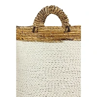 White Seagrass Coastal Storage Basket Set