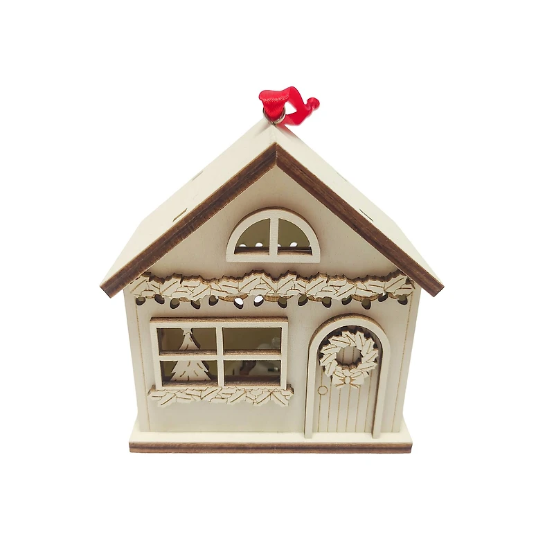 3.75" Unfinished Christmas House DIY LED Wood Ornament by Make Market®