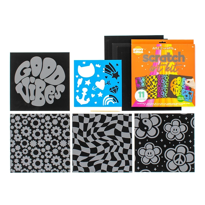 Art 101 Scratch Art Kits, 3 Packs of 11