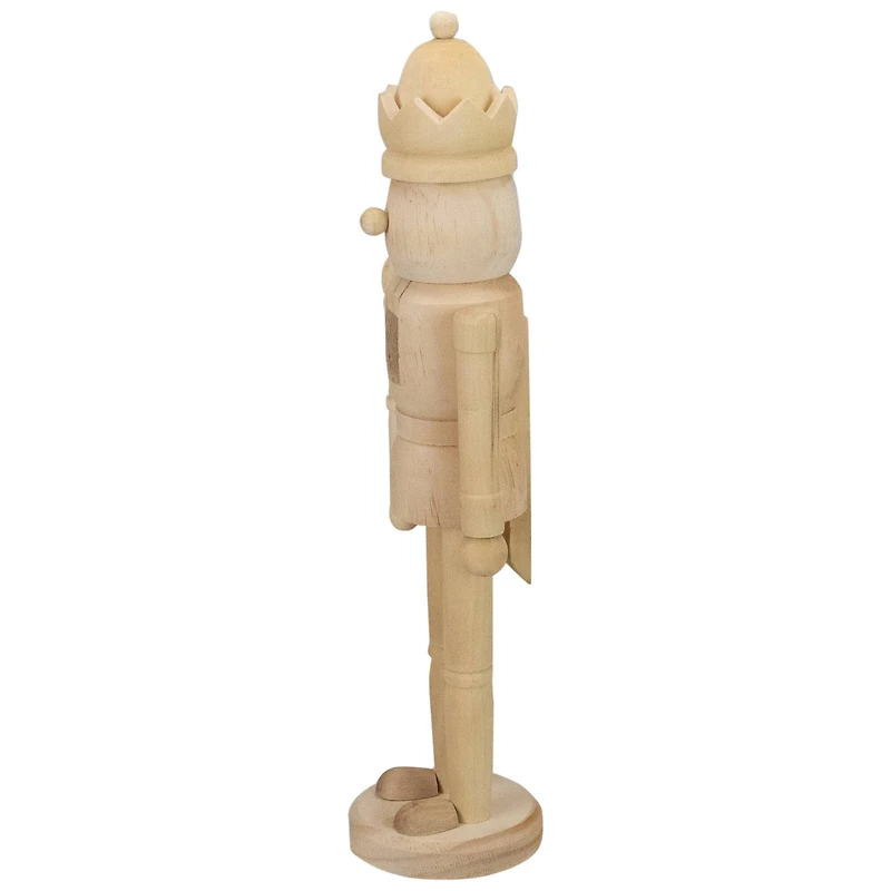 14.75" Unfinished Paintable Wooden Christmas Nutcracker with a Crown