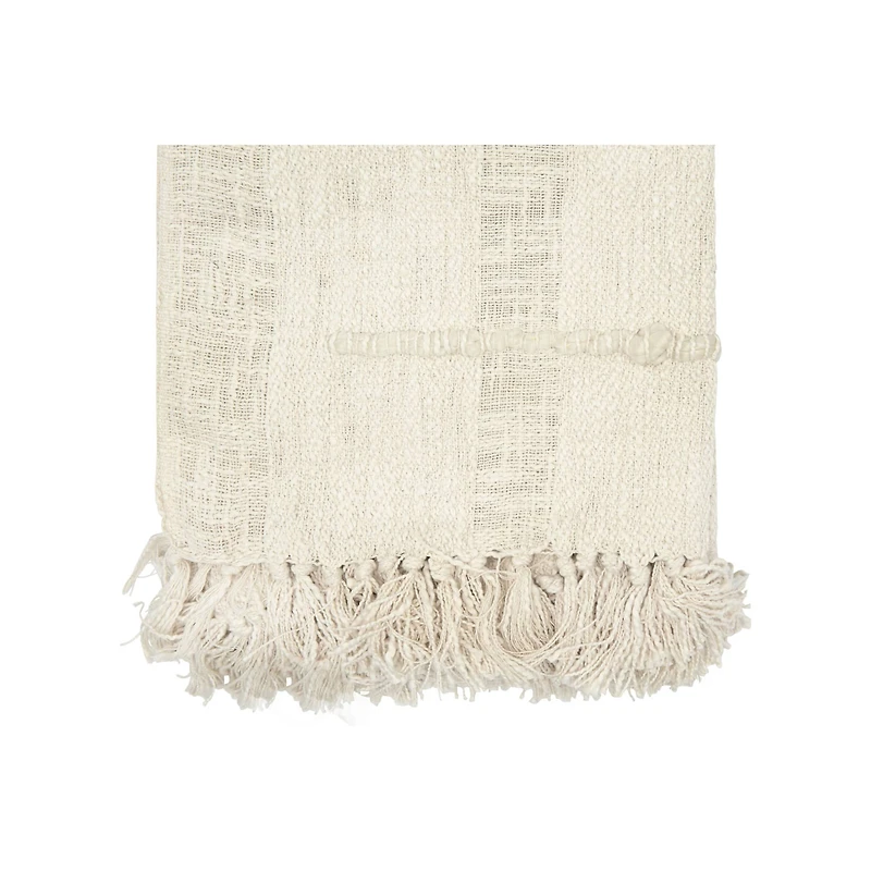 Hello Honey® Cream Cotton Blend Chenille Throw with Fringe