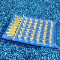 78" Inflatable Blue & Yellow Water Sports 36 Pocket Double Pool Mattress