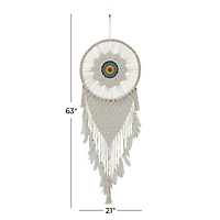 White Cotton Bohemian Dreamcatcher Wall Decor, 21" x 1" x 63"
