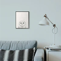 Stupell Industries Owl Portrait Grey Drawing Design Framed Wall Art