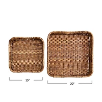 Hello Honey® Hand-Woven Rattan Trays with Handles Set