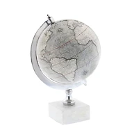 11" White Ceramic & Metal Contemporary Globe