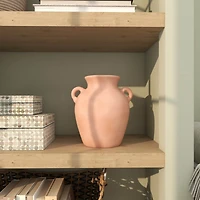 11" Orange Ceramic Terra Cotta Jug Vase with Handles