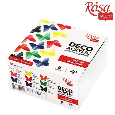 Rosa Talent Deco 9 Color Glossy Acrylic Paint Set