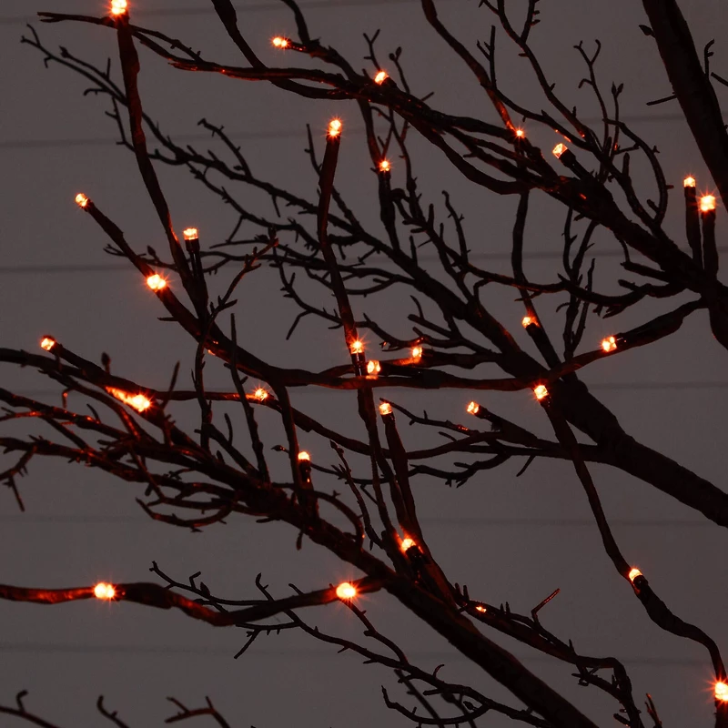 8ft. Pre-Lit Halloween Deluxe Black Twig Artificial Tree with 216 Orange & Purple LED Lights