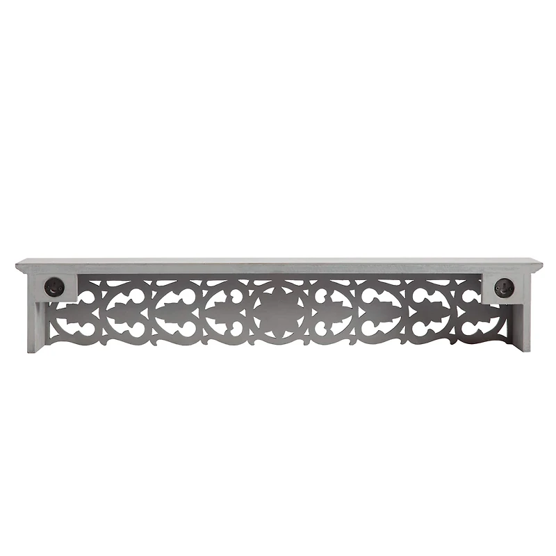 Habitat 30" Carved Gray Decorative Shelf