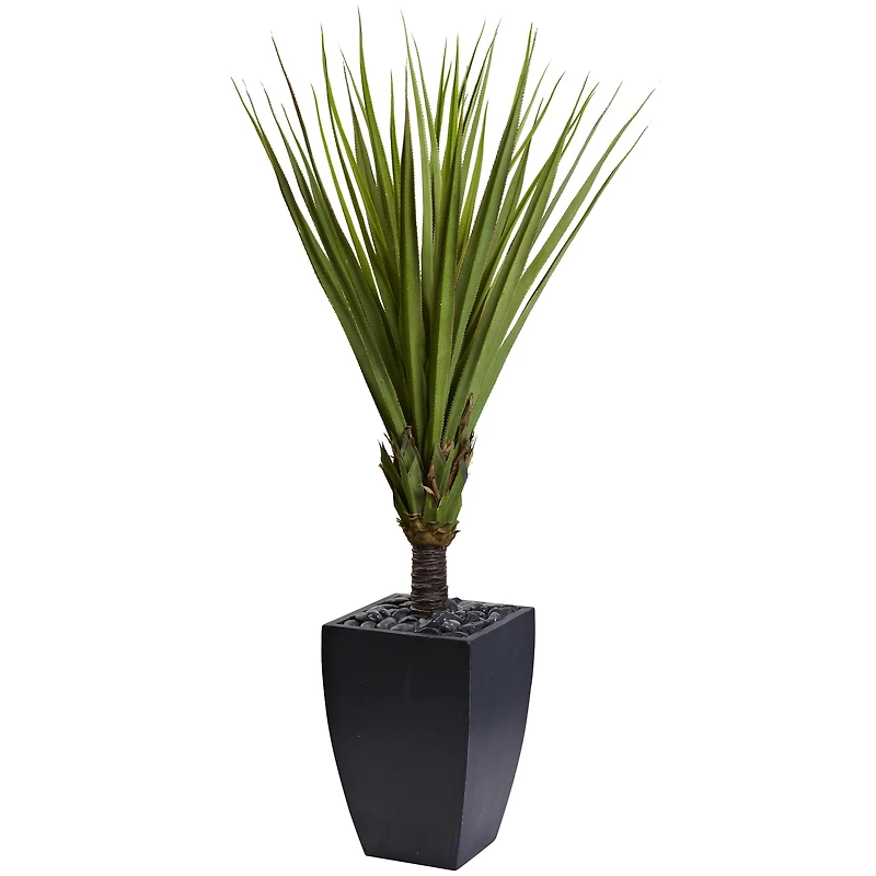 5.4ft. Spiky Agave Artificial Tree in Black Planter