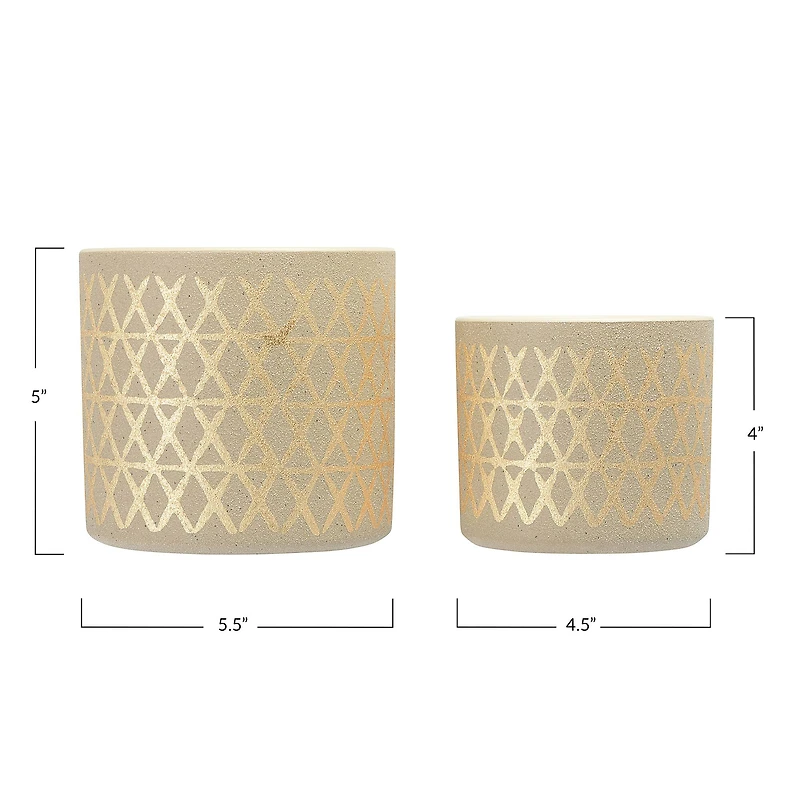 Hello Honey® Gold Stoneware Pots with Geometric Pattern Set