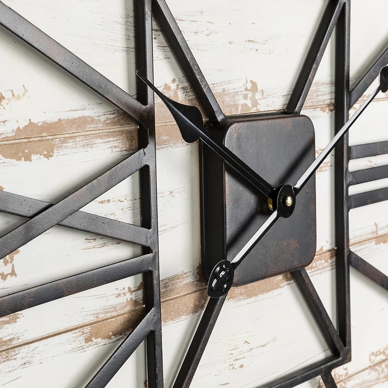 Glitzhome® 31.5" Oversized Farmhouse Wooden & Metal Rectangle Wall Clock