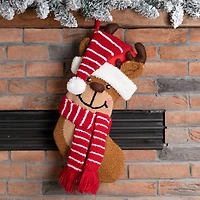 Glitzhome® 19" 3D Reindeer Hooked Stocking