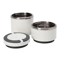 Kitchen Details 2-Tier Round Twist White Insulated Stainless Steel Lunch Box