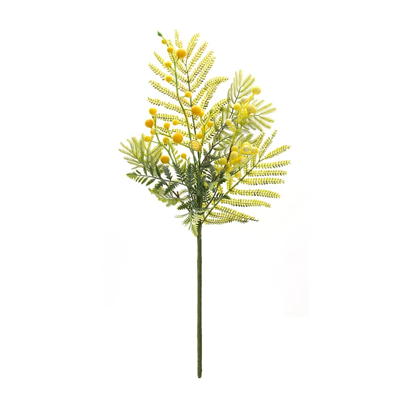 21.5" Yellow Mimosa Leaf Berry Sprays, 6ct.