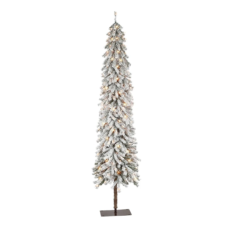 6ft. Pre-Lit Flocked Alpine Artificial Tree, Clear Lights