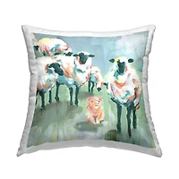 Stupell Industries Piglet in Flock of Sheep Adorable Farm Animal Throw Pillow 18" x 18"