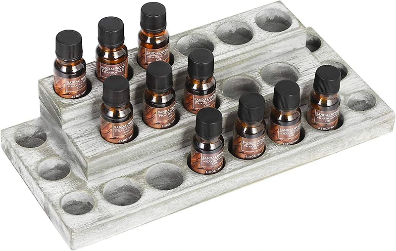 NEX™ Whitewash Essential Oils Storage Rack for 5, 10, 15, and 20mL Bottles