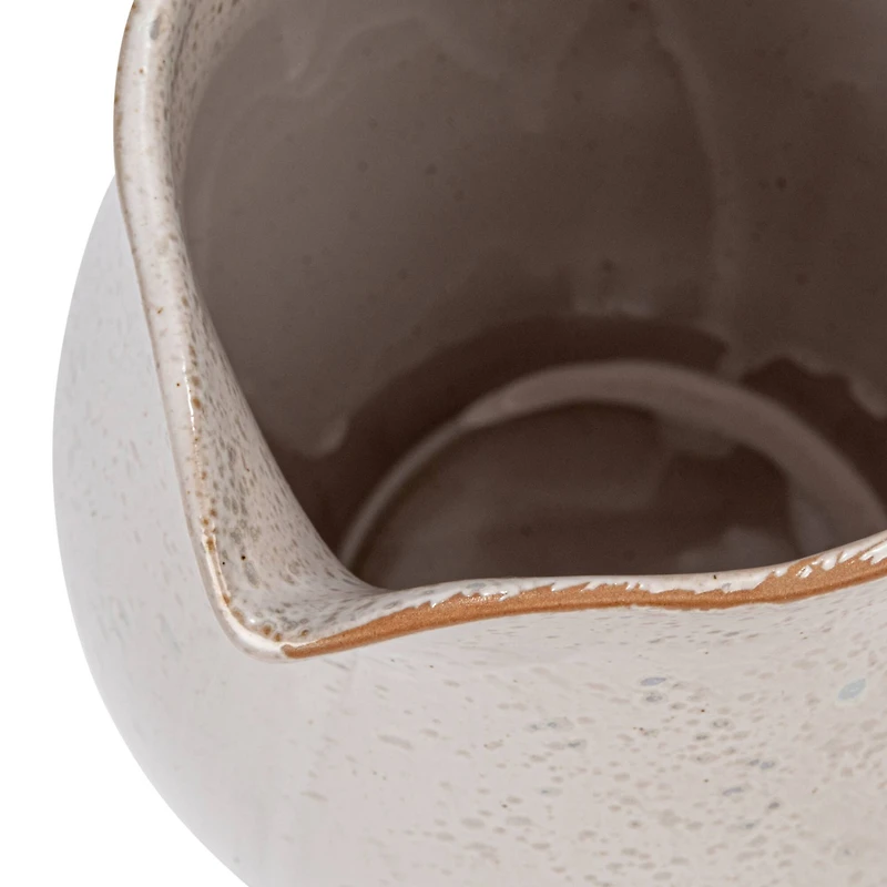 Hello Honey® 50oz. White & Black Reactive Glaze Flower Design Debossed Stoneware Pitcher