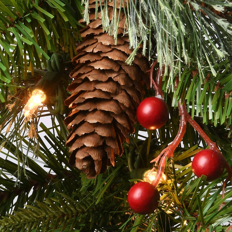 9’ x 10" Pre-lit "Feel-Real" Artificial Christmas Colonial Garland with Berries, Cones and 50 Clear Lights