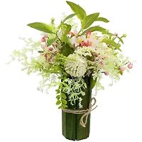 14" Pink & Green Hydrangea & Berry Floral Spring Bouquet