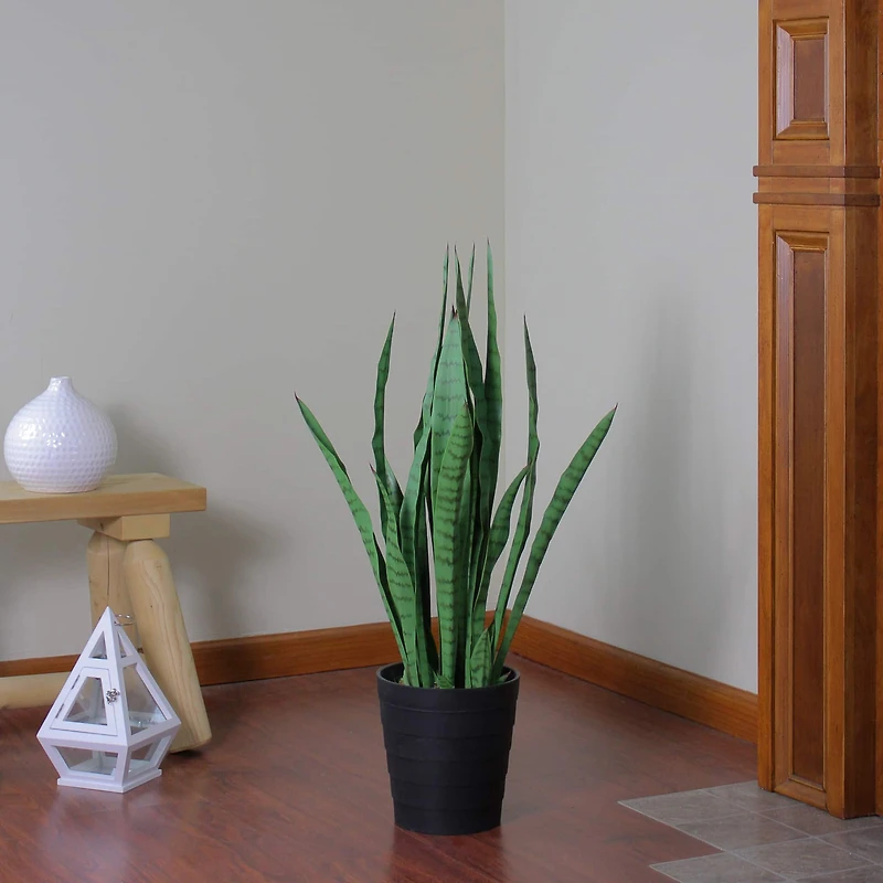 3ft. Potted Two-Tone Green Artificial Snake Plant