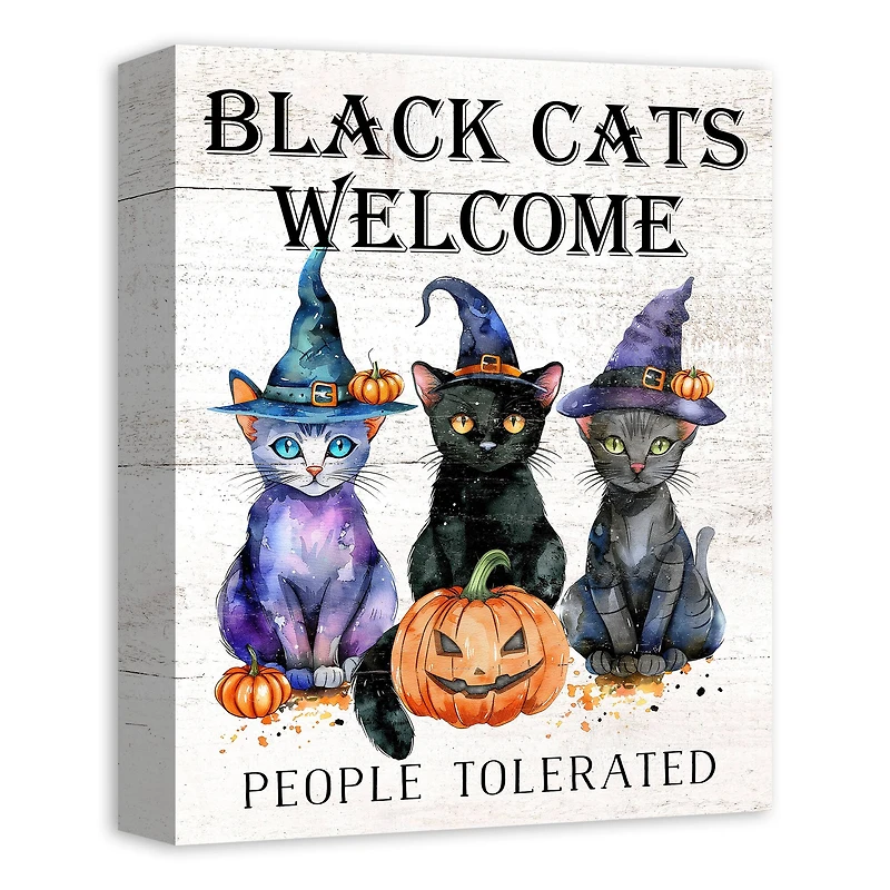 Black Cats Welcome 16" x 20" Canvas Wall Art